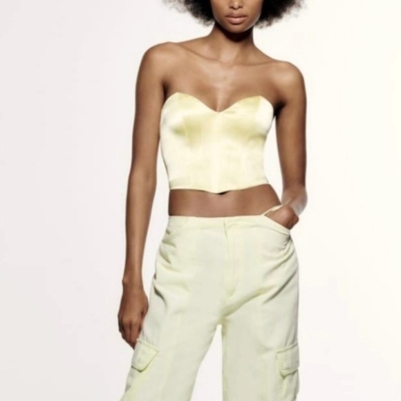 Zara Satin Effect Bustier Top Size S 💛 - Picture 5 of 7
